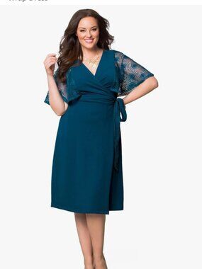 Kiyonna Women's Plus Size Captivating Crochet Wrap Dress
